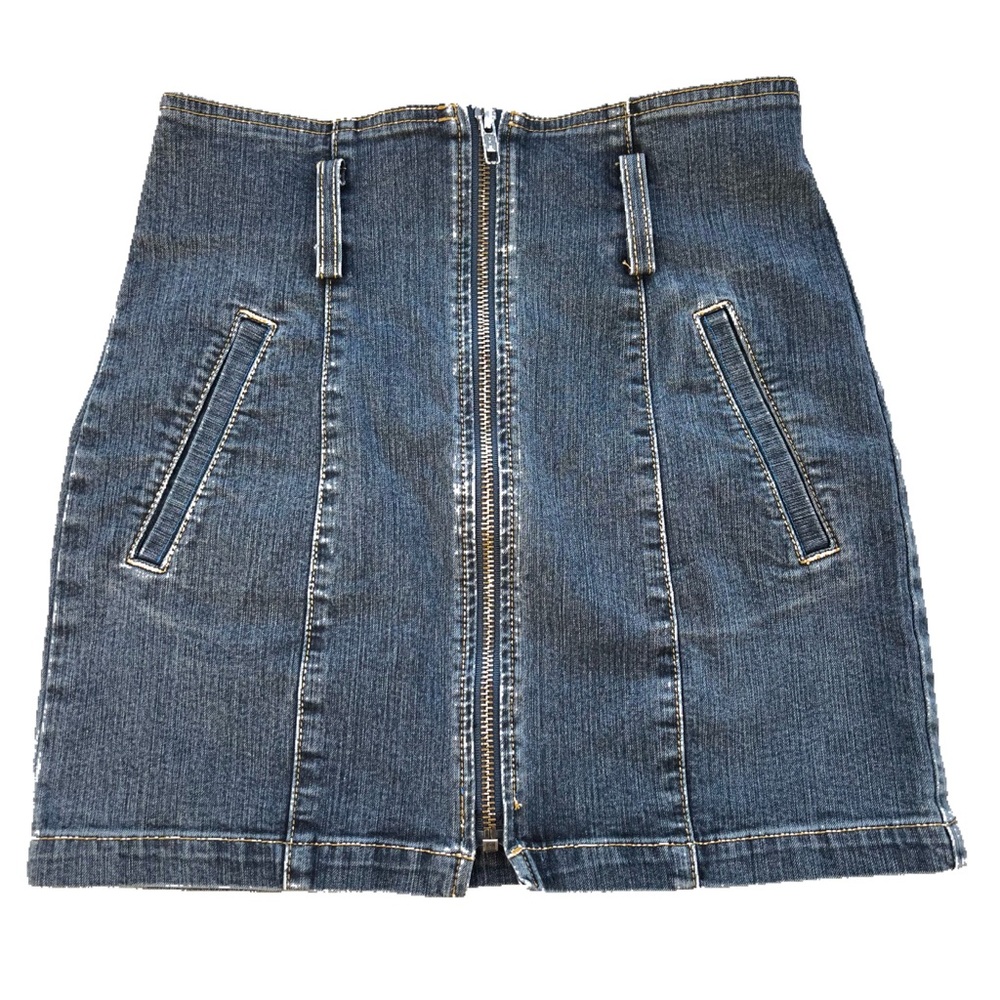 Y2K Carmar Blue Denim Zip Up Jean Mini Skirt 26